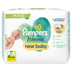 Pampers Harmonie New Baby Chusteczki nawilżane Zestaw 4 x 46 sztuk